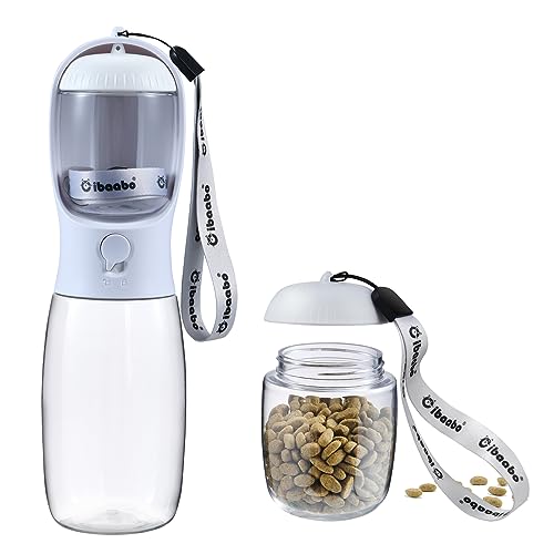 Cibaabo 19oz Portable Dog Water Bottle with Food Container