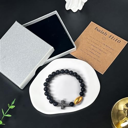 Pulsera con cruz bañada en oro para hombres miniatura 6