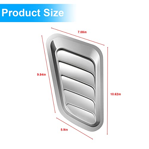 Image of Blilo Car Hood Vents, 2PCS Universal Hood Air Vents for Car Hood Scoop, Bonnet Vent Hood Air Intake Trim Cover (Silver)