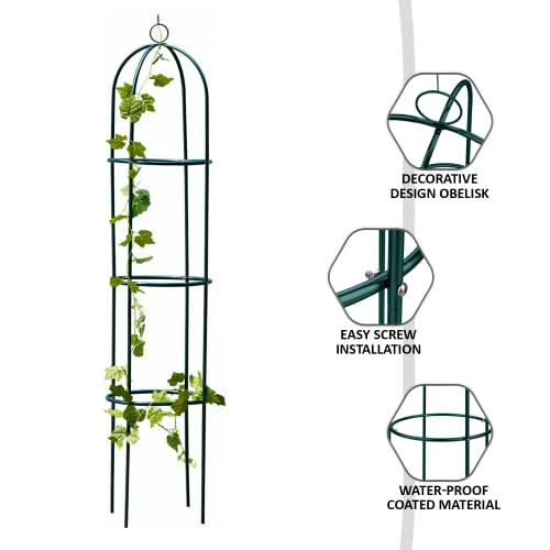 Denny Shop 1.9M Outdoor Garden Metal Obelisk Trellis Climbing Plant Support Frame By Crystals® (1) - 4