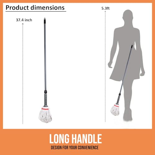 Image of Pivalo Easy Twist Mop Long Extended Handle Wet Mop Poly Cotton Head Home Office Use for Hardwood Tile Cement Floor- (Random Color, Pack of 1)