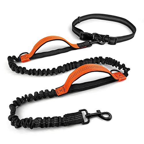 Correa Manos Libres Perro, Correas para Perros con Costuras Reflectantes y Doble Manija, Correa Perro Correr con Cinturón de Cintura Ajustable para Entrenar, Caminar, Correr Cover