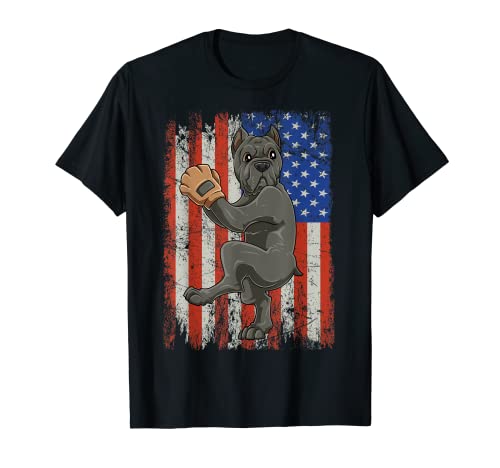 Cane Corso Jugando Béisbol Estados Unidos América Camiseta