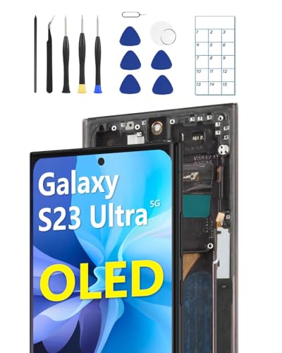 JQYDZH OLED für Samsung Galaxy S23 Ultra Display Bildschirm Ersatz Touchscreen Digitizer Montage SM-S918B SM-S918B/DS LC...