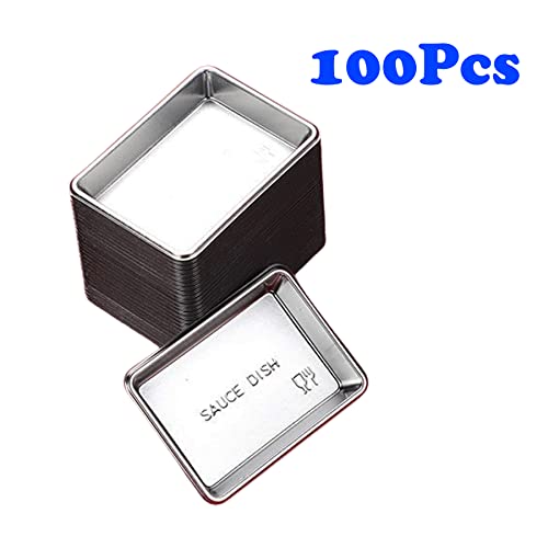 Mggi 100 Pack Rectangle Sauce Dishes, Mini Disposable Dipping Dessert Plates Sauce Dishes, Soup Plate Soy Sauce Dishes Seasoning Dish Appetizer Plates For Home Restaurant - Silver #TOP2
