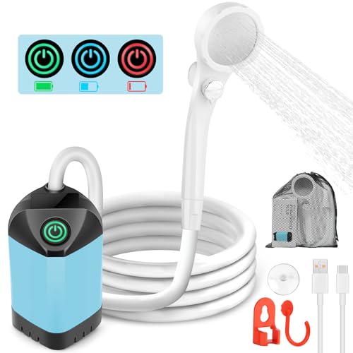 Portable Shower for Camping, 7800mAh Rechargeable Camping Shower with 3 Spray Modes, IPX7 Waterproof...