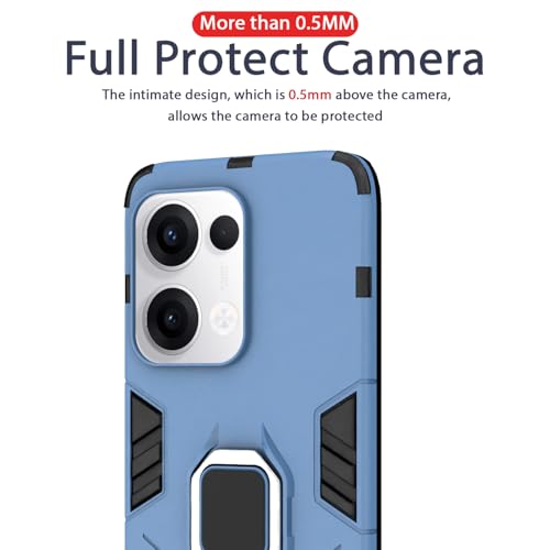 Image of Pikkme D5 Tough Armor Bumper Case | 360 Protection Case | Ring Holder Stand Back Cover for Oppo Reno 13 5G (Blue)