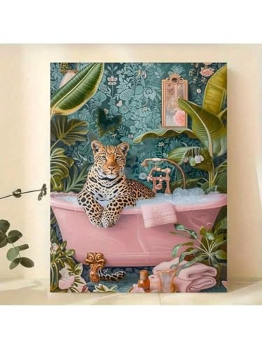 Impression guépard baignoire rose 70x110 art mural grand format - 3