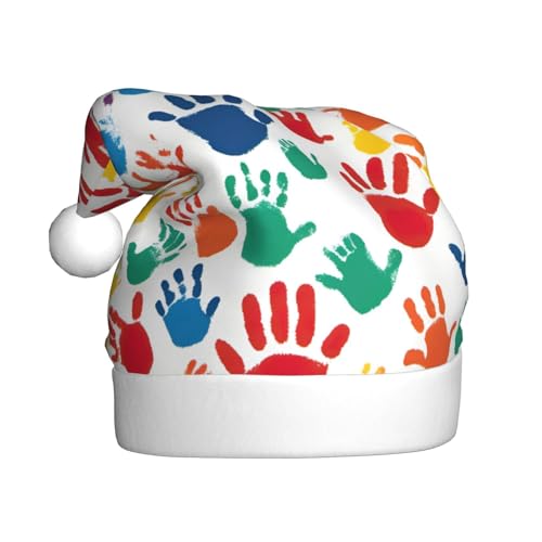 DUWAA Handabdruck Weihnachtsmannhut für Erwachsene, lustiger...