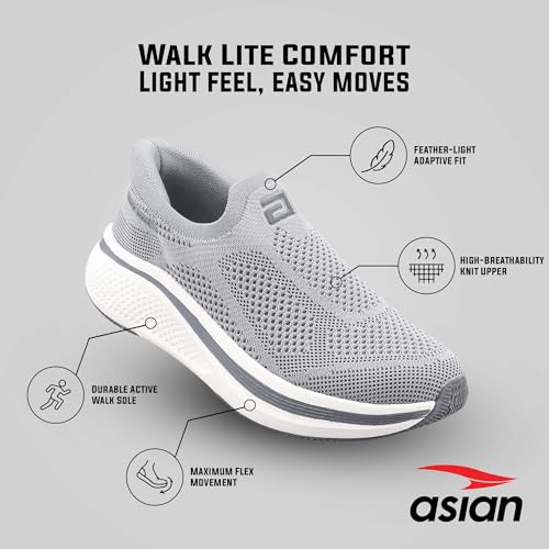 Image of ASIAN Wonderwalk Pro-01 Men's Premium Walking Shoes with Lightweight Knit Design | Soft Cushion Comfort, High-Grip Outsole, Breathable Knit and Supportive Daily Walk Performance