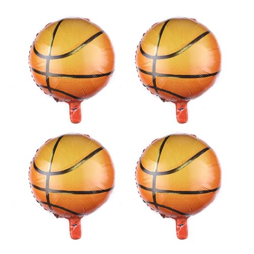 Kit de arco de globos, decoración de fiesta temática deportiva autoinflable, 4 pelotas de baloncesto, naranja, negro, dorado, globos de fiesta gigantes, suministros de cumpleaños, fácil instalación