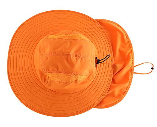 Image of Home Prefer UPF 50+ Mens Wide Brim Fishing Hat with Neck Flap Sun Hat for Men Women Sun Protection Cap