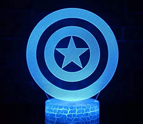 Large Image Captain America's Shield Acrylic 3D Night Lights USB LED Table Lamp Touch And Remote Control Home r2d2 3D Arts Lamp - Action Figures 3D Table Lamp 7 Color Changing Decor Night Light Gifts