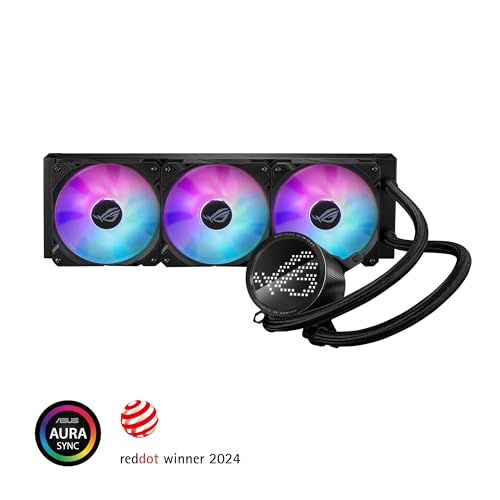 ASUS ROG RYUO III 360 ARGB All-in-one AIO Liquid CPU Cooler 360mm Radiator, Asetek 8th gen Pump Solution, Anime Matrix™ LED Display and ROG AF 12S ARGB Fan. 1