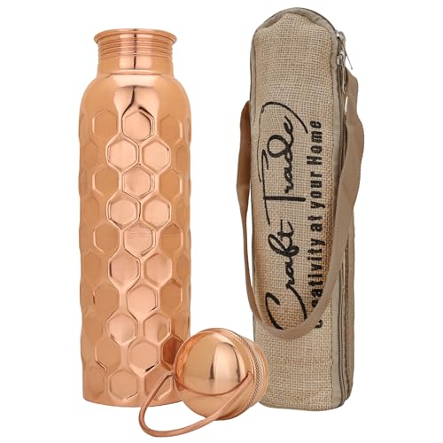 Comparison: Best Copper Water Bottle For Health 9 Craft Trade Hammered Pure Copper Bottle with Lid and Carry Bag for Drinking Water BPA Free Leak Proof Boosts Immunity, Supports Digestive & Liver Health, Ayurveda Inspired 34oz - 1 Litre Natural