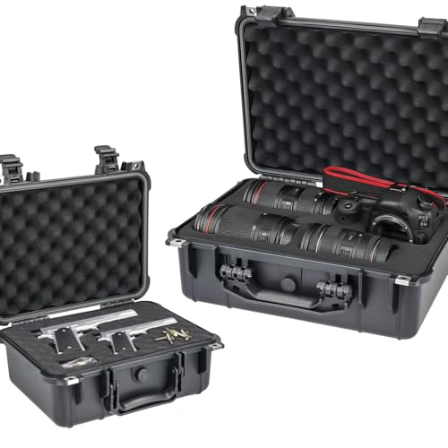 HMF ODK100 Outdoor-Fotokoffer, Transportkoffer mit Rasterschaumstoff | 34 x 29,5 x 15,5 cm