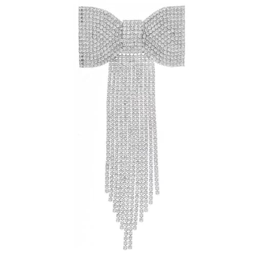 Pinzas para el cabello con moño, con cristales de plata y borlas, accesorios de moda para boda y fiesta miniatura 5
