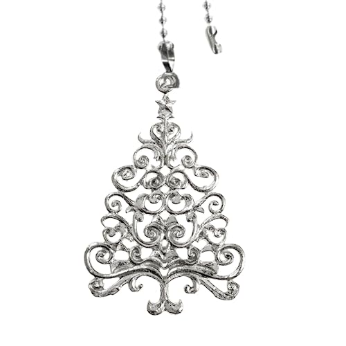House of Morgan Pewter - Handmade Christmas Tree Gifts - Christmas Tree Lighting Accessories - Ceiling Fan Pulls with Easy to Attach 5 Inch Ball Chain (Christmas Tree)