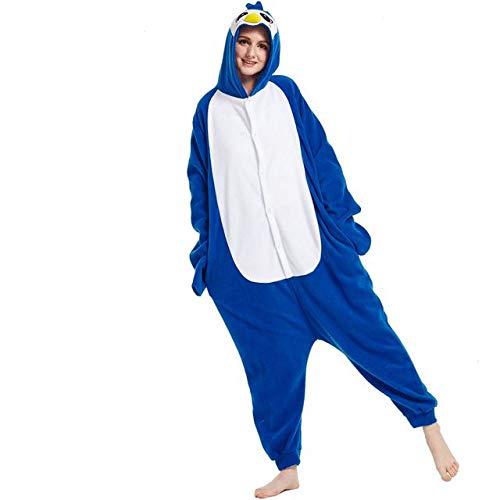 AYJMA Pinguin Pyjamas Overall Kigurumi Lose Strampler Tier Onesie Party Insgesamt Weihnachten Cosplay Kostüm M blau Pinguin Onsie Cover