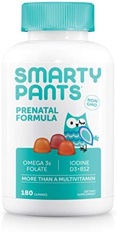 SmartyPants Prenatal Formula Daily Gummy Multivitamin: Vitamin C, D3, & Zinc for Immunity, Gluten Free, Folate, Omega 3 Fish Oil (DHA/EPA), 180 Count (45 Day Supply)