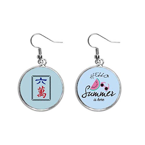 Pendientes de sandía estilo mahjong con 6 azulejos un accesorio original de verano