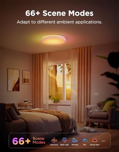 govee smart ceiling light 4300lm rgbic led ceiling light fixture works with matter flush mount light fixture diy colors 2700k-6500k dimmable for bedroom living room 15 inch 1 pack