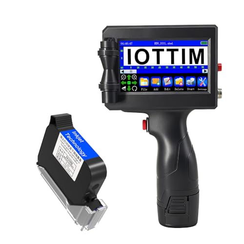 iottim Handheld Inkjet Printer ZK-1691 with Fast Drying Ink Cartridge for Batch Number Date Logo QR Code Barcode Image(Printing Height: 0.08-0.5 Inch)