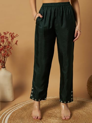 Image of Women Printed 2-Piece Silkblend Kurta & Pants Set