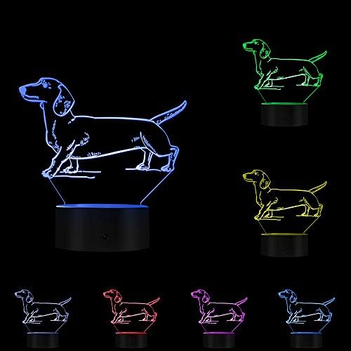 The Geeky Days Dachshund LED Night Light 3D Decorative Lighting Color Changing Acrylic Lamp Gift for Dog Lovers