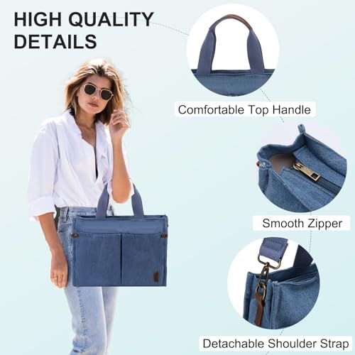 Bolso tote casual para mujer color denim miniatura 5