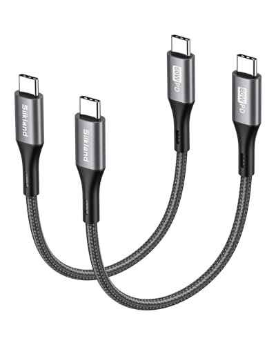 Silkland Cable USB C a USB C Corto [15CM+15CM], 3A 20V 60W, PD 3.0&QC 4.0+, Cable Tipo C Carga Rápida para iPhone 17 16 15, Samsung S25 Ultra/S24/S23/S22/S21, iPad Pro/Air/Mini, MacBook Air/Pro, Pixel