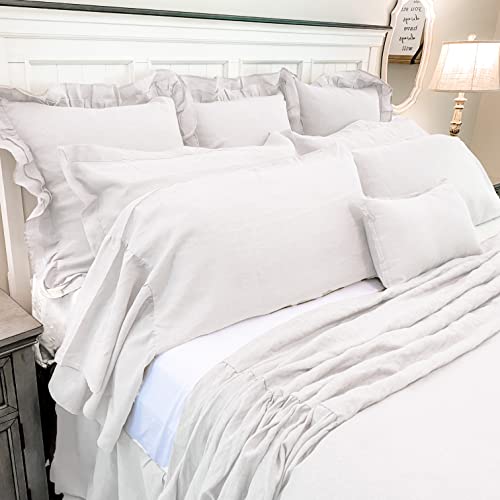 Piper Classics Provincial Linen White Ruffled King Bedspread, 72