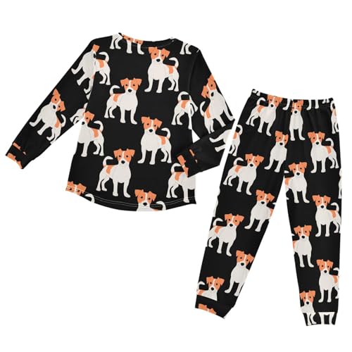 Long Sleeve Pajama Set for Girls Boys Kids,Dog Black Pet Comfy Nightwear Soft Loungewear,Family Matching PJs Underwear Set 3T2