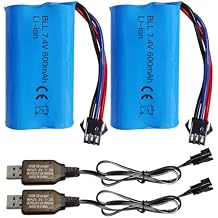 sea jump 2PCS 7.4V 600mah 2S Li-ion Battery with SM-3P Plug and USB Charging Cable Suitable for DE82 TK3086B G20601 RC Toy RC Car TK-3082B Special Effects Flipping Car Battery