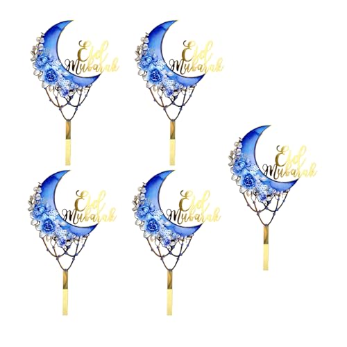 Mumuve Pack 5 Toppers À Gâteau Set Cupcake Toppers Eid Theme Food Food Pick Pick Pick Baking Accessoires pour Creative Party Decors