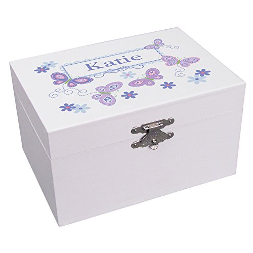 Personalized Musical Ballerina Jewelry Box With Lavender Butterflies Design #TOP26