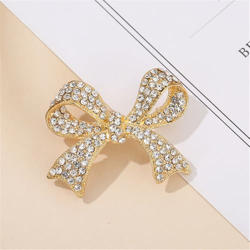Image of Rhinestone Crystal Bow Brooch Pin for Women Dainty Elegant Bow Lapel Pin Party Engagement Wedding Jewelry Gift