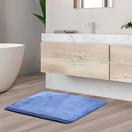 Clara Clark Memory Foam Bath Mat Ultra Soft, Non Slip, and Cozy, Bathroom Rug, Small Size, Calm Blue