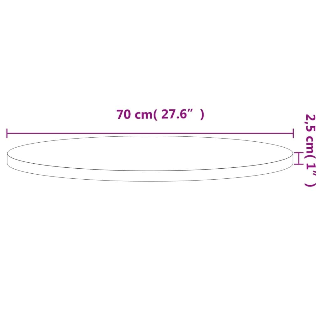 vidaXL Tablero Redondo, Superficie de Mesa Auxiliar, Tablero de Mesa de Centro, Tablero de Muebles de Repuesto, Madera Maciza de Haya Ø70X2,5 cm