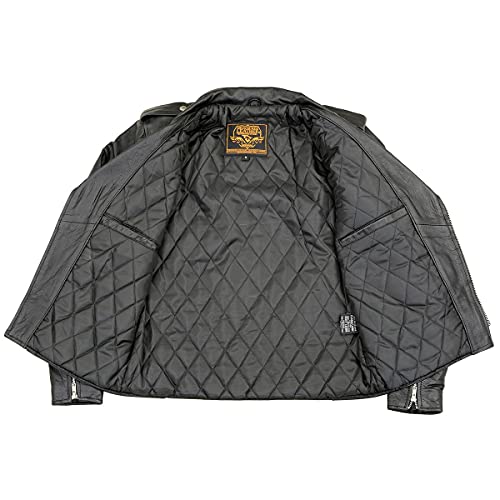 Milwaukee Leather Lkm1781 Men's The Legend Classic Police Style Black Leather Motorcycle Jacket W/Quilted Liner - X-Large #TOP3