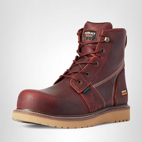 ARIAT ARIAT BMVY9 Mens Rebar Wedge 6" Waterproof Composite Toe Work Boot Rusted Copper 10