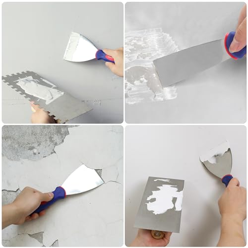 WORKPRO Profi Malerspachtel Spachtel Set aus rostfreiem Edelstahl mit Kunststoffgriff Maler Werkzeug Profi Putty Knife 38mm 75mm 100mm 150mm 4-teilig inkl. 1 x stabil mit Anschliff & 3 x flexible