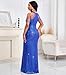 Cololura Women Sexy Elegant Sequin Tassel Off Shoulder Halter Bodycon Maxi Dress Party Evening Gown Formal Dress Blue