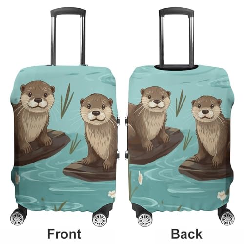 Otters Luggage Cover, Washable Elastic Suitcase Cover Protector Fit 18-32 Inch Luggage3