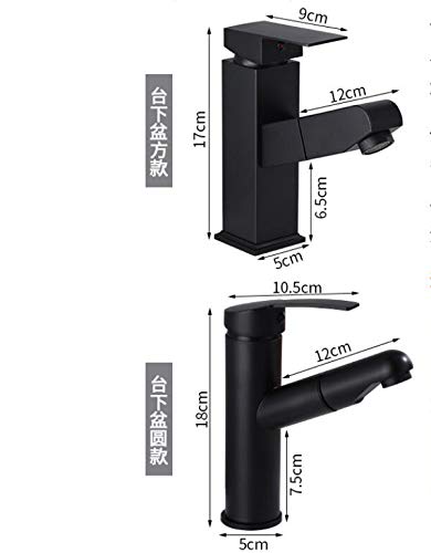 Robinet d'évier de salle de bain extractible et mitigeur noir relevable - 2