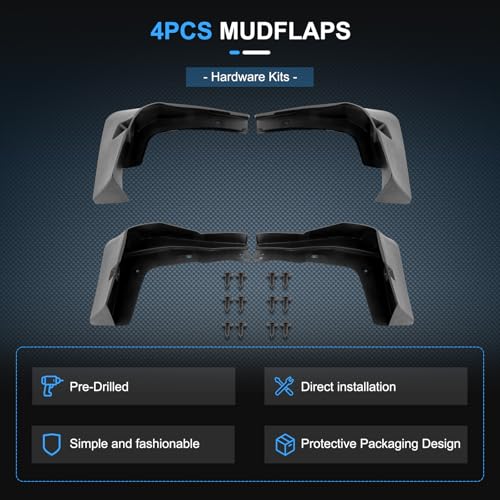 Image of ECCPP Mudguard Splash Guards Front & Rear 2016-2018 for Toyota for RAV4 2.5L Mud Flaps Set of 4 Flexible and Bendable Mud Flaps Splash