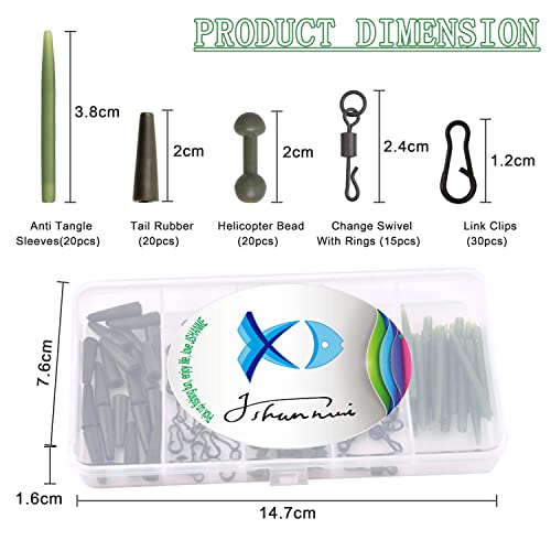 105pcs Carp Fishing Accessories Kit Helicopter Rigs Tackle with Anti-Tangle Sleeves Helicopter Beads Quick-Change Swivels Tail TubeTool Kit for Coarse Carp Fishing - Image 4