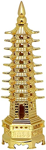 Shoppersduniya Fengshui Pagoda Education 9 Layer Tower for Academic Success & Positive Energy (Metal, Golden)