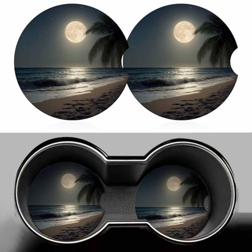Juego de 2 portavasos absorbentes para carro Tropical Beach miniatura 1