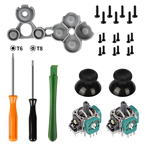 HIGOPLAY 3D Analog Joystick Thumb Stick Sensor Gamepad Thumbstick Replacement Part for Xbox One Controller with D Pads Rubber Conductive R L Button and T6 T8 Torx Screwdriver Repair Kit